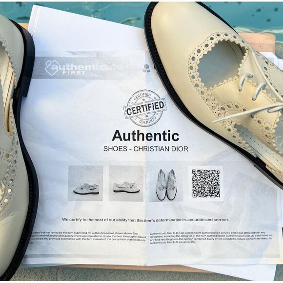 DIOR Teddy-D Derby Off White Cut-Out Accent Calf-Skin Oxfords Size EU37 D - Picture 11 of 12